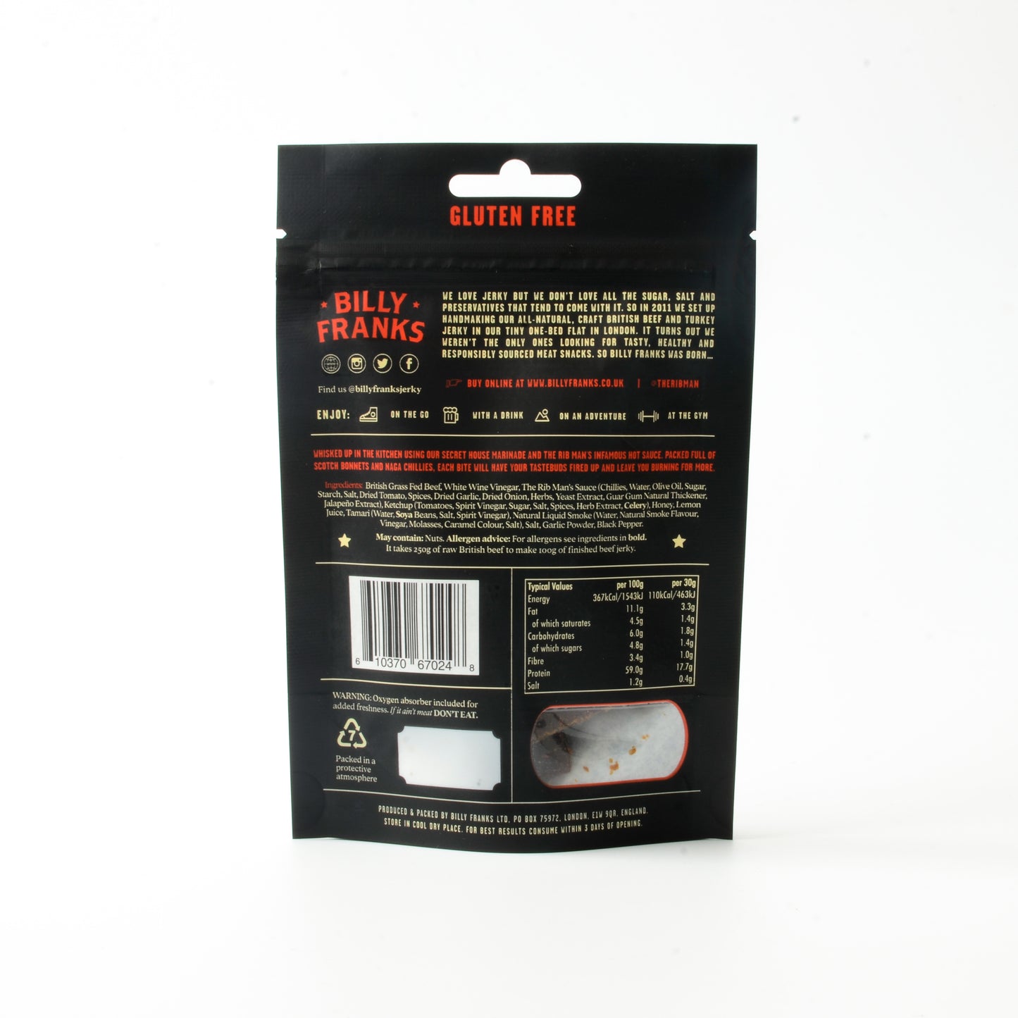 Hot 'N' Spicy Beef Jerky (30g)